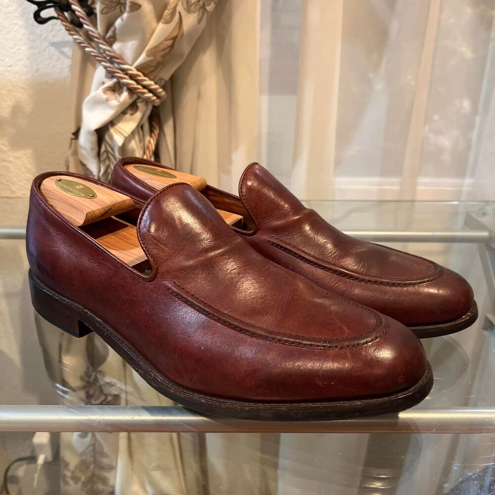 Beautiful Frye Men's Brown and Burgundy Loafers